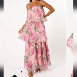 Petal & Pup BLOOM STRAPLESS MAXI DRESS - PINK FLORAL